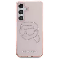   Karl Lagerfeld Rhinestones Karl Head Logo Samsung Galaxy S25 hátlap tok, rózsaszín