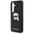 Karl Lagerfeld Leather Monogram Pin Logo Karl Head Samsung Galaxy S25 kemény hátlap tok, fekete