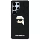 Karl Lagerfeld Leather Monogram Pin Logo Karl Head Samsung Galaxy S25 Ultra kemény hátlap tok, fekete
