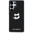 Karl Lagerfeld Leather Monogram Pin Logo Choupette Head Samsung Galaxy S25 Ultra kemény hátlap tok, fekete