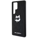 Karl Lagerfeld Leather Monogram Pin Logo Choupette Head Samsung Galaxy S25 Ultra kemény hátlap tok, fekete