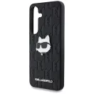 Karl Lagerfeld Leather Monogram Pin Logo Choupette Head Samsung Galaxy S25+ kemény hátlap tok, fekete