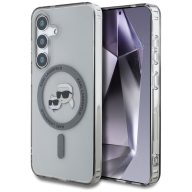   Karl Lagerfeld Button Karl & Choupette Heads Printed Logo Galaxy S25 MagSafe hátlap tok, fekete
