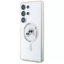 Karl Lagerfeld Button Karl & Choupette Heads Printed Logo Galaxy S25 Ultra MagSafe hátlap tok, fehér