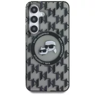   Karl Lagerfeld Button Karl & Choupette Heads On KL Pattern Galaxy S25 MagSafe hátlap tok, fekete