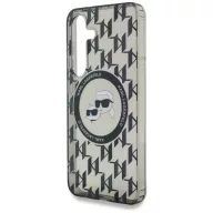   Karl Lagerfeld Button Karl & Choupette Heads On KL Pattern Galaxy S25 MagSafe hátlap tok, fekete