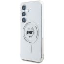 Karl Lagerfeld Button Choupette Head Printed Logo Galaxy S25 MagSafe hátlap tok, fehér