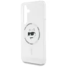 Karl Lagerfeld Button Choupette Head Printed Logo Galaxy S25+ MagSafe hátlap tok, fehér