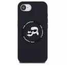 Karl Lagerfeld Liquid Silicone K&CH Heads Apple iPhone 17e / iPhone 16e MagSafe tok, fekete