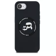   Karl Lagerfeld Liquid Silicone K&CH Heads Apple iPhone 17e / iPhone 16e MagSafe tok, fekete