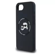   Karl Lagerfeld Liquid Silicone K&CH Heads Apple iPhone 17e / iPhone 16e MagSafe tok, fekete