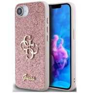   Guess PU Fixed Glitter 4G Metal Logo Apple iPhone 17e / iPhone 16e hátlap tok, rózsaszín