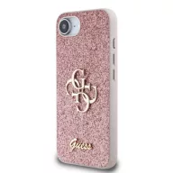   Guess PU Fixed Glitter 4G Metal Logo Apple iPhone 17e / iPhone 16e hátlap tok, rózsaszín