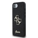 Guess PU Fixed Glitter 4G Metal Logo Apple iPhone 17e / iPhone 16e hátlap tok, fekete