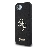   Guess PU Fixed Glitter 4G Metal Logo Apple iPhone 17e / iPhone 16e hátlap tok, fekete