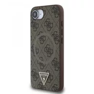  Guess PU 4G Strass Triangle Metal Logo Apple iPhone 17e / iPhone 16e MagSafe hátlap tok, barna