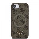 Guess PU 4G Strass Triangle Metal Logo Apple iPhone 17e / iPhone 16e MagSafe hátlap tok, barna
