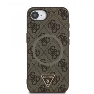   Guess PU 4G Strass Triangle Metal Logo Apple iPhone 17e / iPhone 16e MagSafe hátlap tok, barna