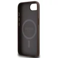   Guess PU 4G Strass Triangle Metal Logo Apple iPhone 17e / iPhone 16e MagSafe hátlap tok, barna