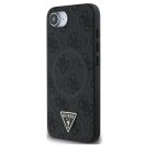 Guess PU 4G Strass Triangle Metal Logo Apple iPhone 17e / iPhone 16e MagSafe hátlap tok, fekete