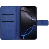  Gomma Apple iPhone 17e / iPhone 16e flip/oldalra nyíló tok kártyatartó résszel, kék