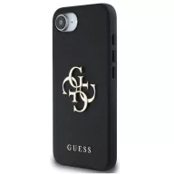   Guess PU Grained 4G Metal Logo Apple iPhone 17e / iPhone 16e hátlap tok, fekete