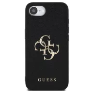   Guess PU Grained 4G Metal Logo Apple iPhone 17e / iPhone 16e hátlap tok, fekete