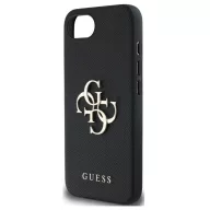   Guess PU Grained 4G Metal Logo Apple iPhone 17e / iPhone 16e hátlap tok, fekete