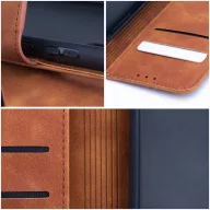  Tender Book Samsung Galaxy A56 flip/oldalra nyíló műbőr tok kártyatartó résszel, barna
