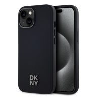DKNY PU Leather Stack Logo iPhone 14 MagSafe tok, fekete