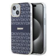   DKNY PU Leather Repeat Pattern Tonal Stripe iPhone 14 Pro tok, kék