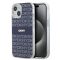 DKNY PU Leather Repeat Pattern Tonal Stripe iPhone 14 Pro tok, kék
