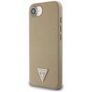 Guess Grained Triangle Apple iPhone 17e / iPhone 16e MagSafe tok, világosbarna
