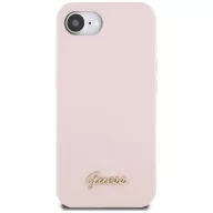   Guess Silicone Script Metal Logo Apple iPhone 17e / iPhone 16e MagSafe szilikon tok, rózsaszín