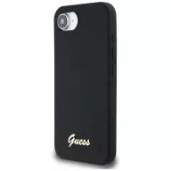   Guess Silicone Script Metal Logo Apple iPhone 17e / iPhone 16e MagSafe szilikon tok, fekete