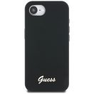 Guess Silicone Script Metal Logo Apple iPhone 17e / iPhone 16e MagSafe szilikon tok, fekete