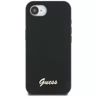   Guess Silicone Script Metal Logo Apple iPhone 17e / iPhone 16e MagSafe szilikon tok, fekete
