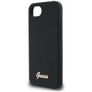Guess Silicone Script Metal Logo Apple iPhone 17e / iPhone 16e MagSafe szilikon tok, fekete