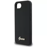   Guess Silicone Script Metal Logo Apple iPhone 17e / iPhone 16e MagSafe szilikon tok, fekete