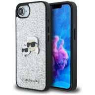   Karl Lagerfeld Fixed Glitter Ikonik Metal Pin Apple iPhone 17e / iPhone 16e hátlap tok, ezüst