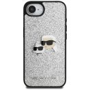 Karl Lagerfeld Fixed Glitter Ikonik Metal Pin Apple iPhone 17e / iPhone 16e hátlap tok, ezüst