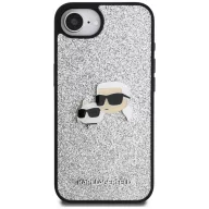   Karl Lagerfeld Fixed Glitter Ikonik Metal Pin Apple iPhone 17e / iPhone 16e hátlap tok, ezüst