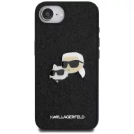   Karl Lagerfeld Fixed Glitter Ikonik Metal Pin Apple iPhone 17e / iPhone 16e hátlap tok, fekete