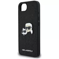   Karl Lagerfeld Fixed Glitter Ikonik Metal Pin Apple iPhone 17e / iPhone 16e hátlap tok, fekete