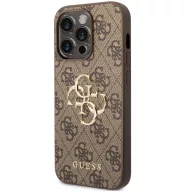   Guess PU 4G Metal Logo Apple iPhone 15 Pro hátlap tok, barna