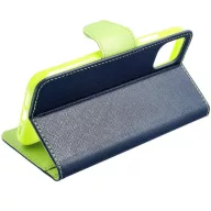 Fancy Motorola G35 5G mágneses flip tok, kék-lime