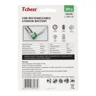   TCBEST újratölthető R3 (AAA) elem 180 mAh, USB-C csatlakozóval és töltőkábellel (2db)
