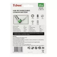   TCBEST újratölthető R3 (AAA) elem 220 mAh, USB-C csatlakozóval és töltőkábellel (2db)