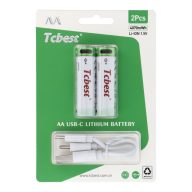   TCBEST újratölthető R6 (AA) elem 1100 mAh, USB-C csatlakozóval és töltőkábellel (2db)