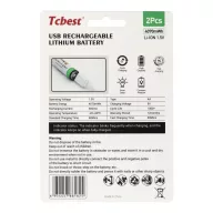   TCBEST újratölthető R6 (AA) elem 1100 mAh, USB-C csatlakozóval és töltőkábellel (2db)
